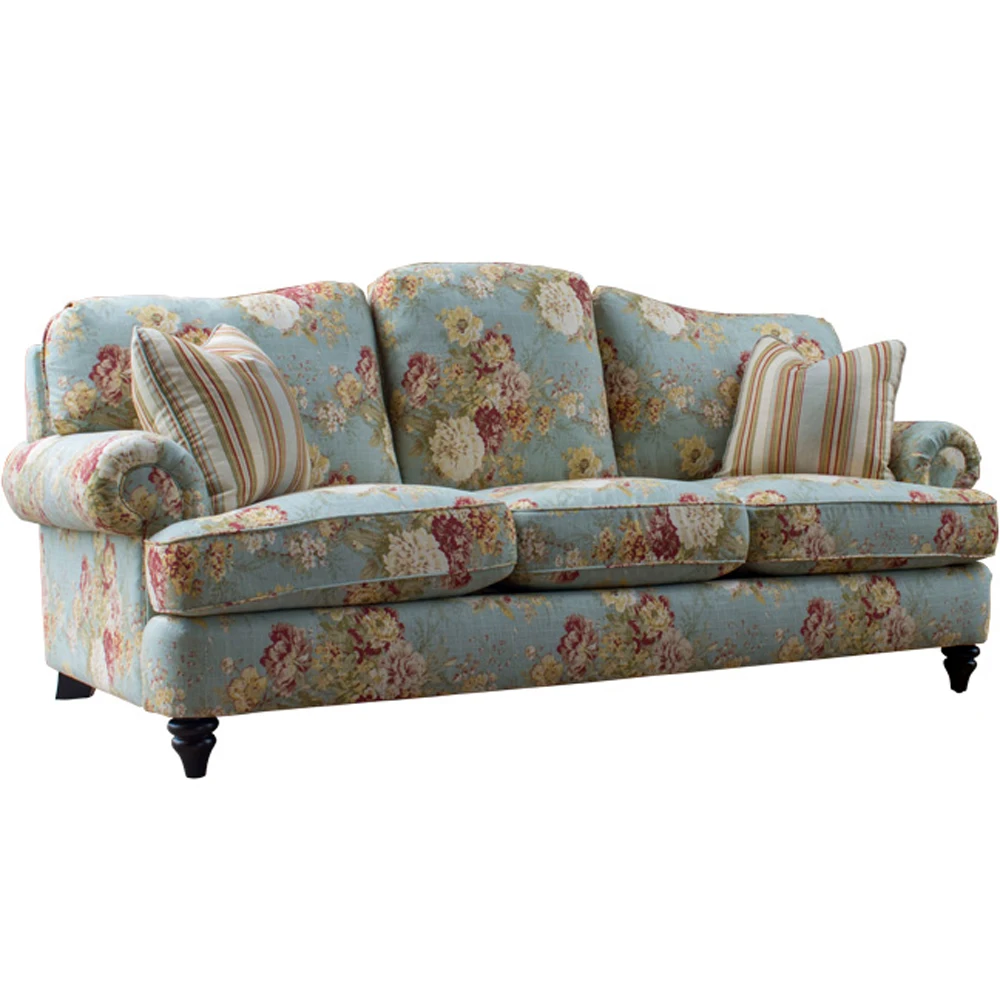 

American Country Three-Seat Sofa Nordic Light Luxury Pastoral Style Floral Fabric Sofa Combination