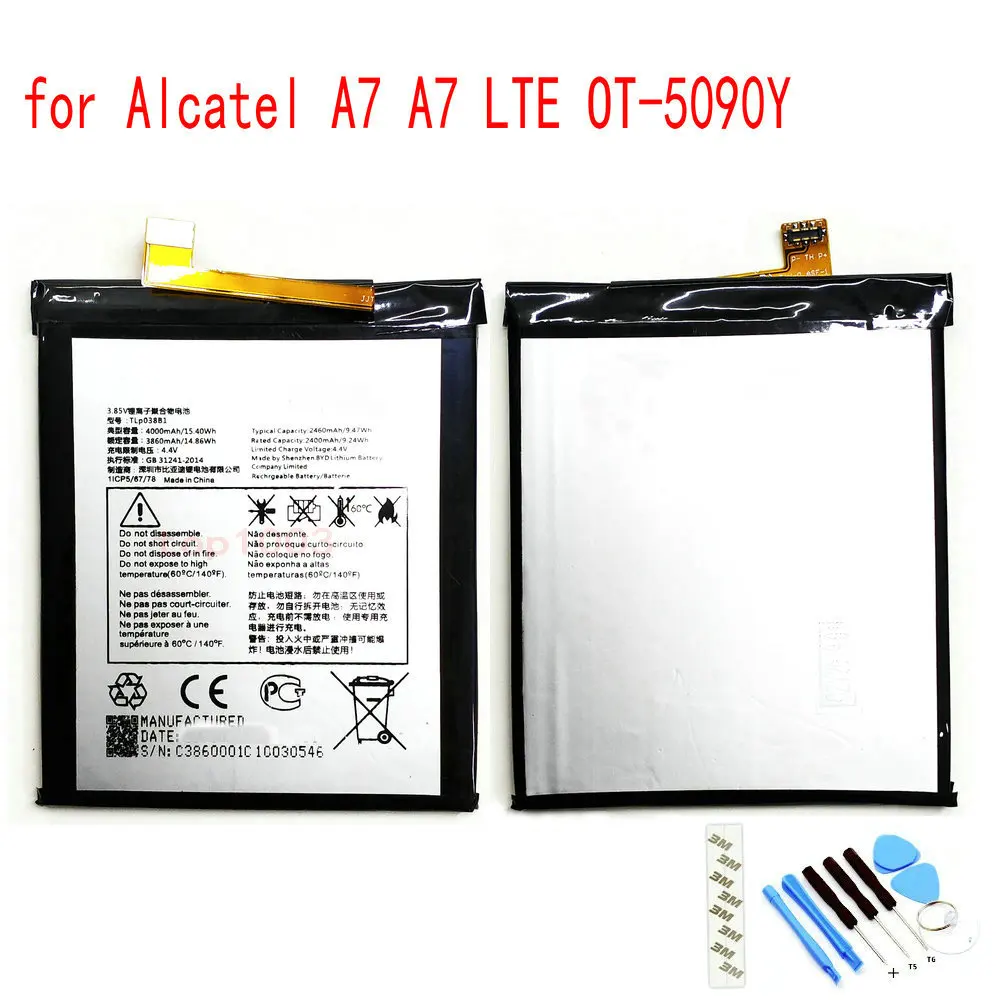 

Original TLp038B1 TLp038BC Battery For Blackberry Motion For Alcatel One Touch A7 / A7 LTE /A7 XL OT-7071DX OT-5090Y OT-7071D