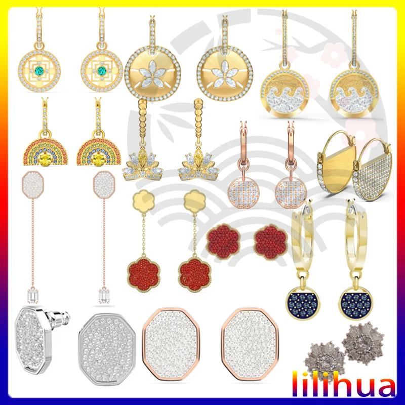 

ED027 Austrian Crystal 2024 New Rainbow Beating Heart Temperament Earrings Smart Rainbow Earrings Free Shipping