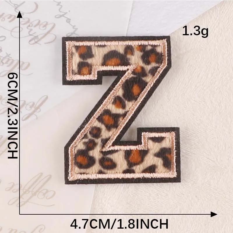 Leopard Print Embroidered Alphabet Badge Patches