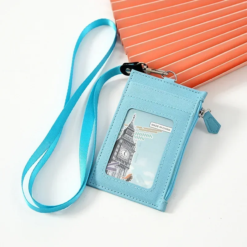 Premium PU Leather Lanyard Wallet with Card Holder & Coin Pouch
