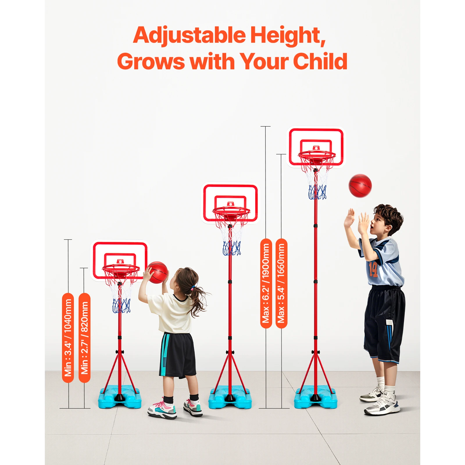 Toddler Adjustable Basketball Hoop Set (104–190cm) 2