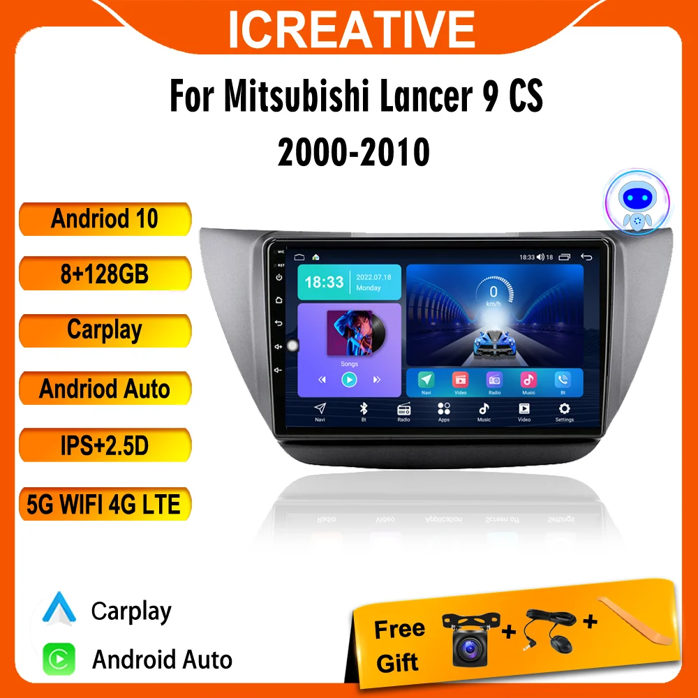 Автомобильное радио для Mitsubishi Lancer 9 CS 2000-2010 Android 2 Din 4G WiFi Carplay мультимедийный плеер
