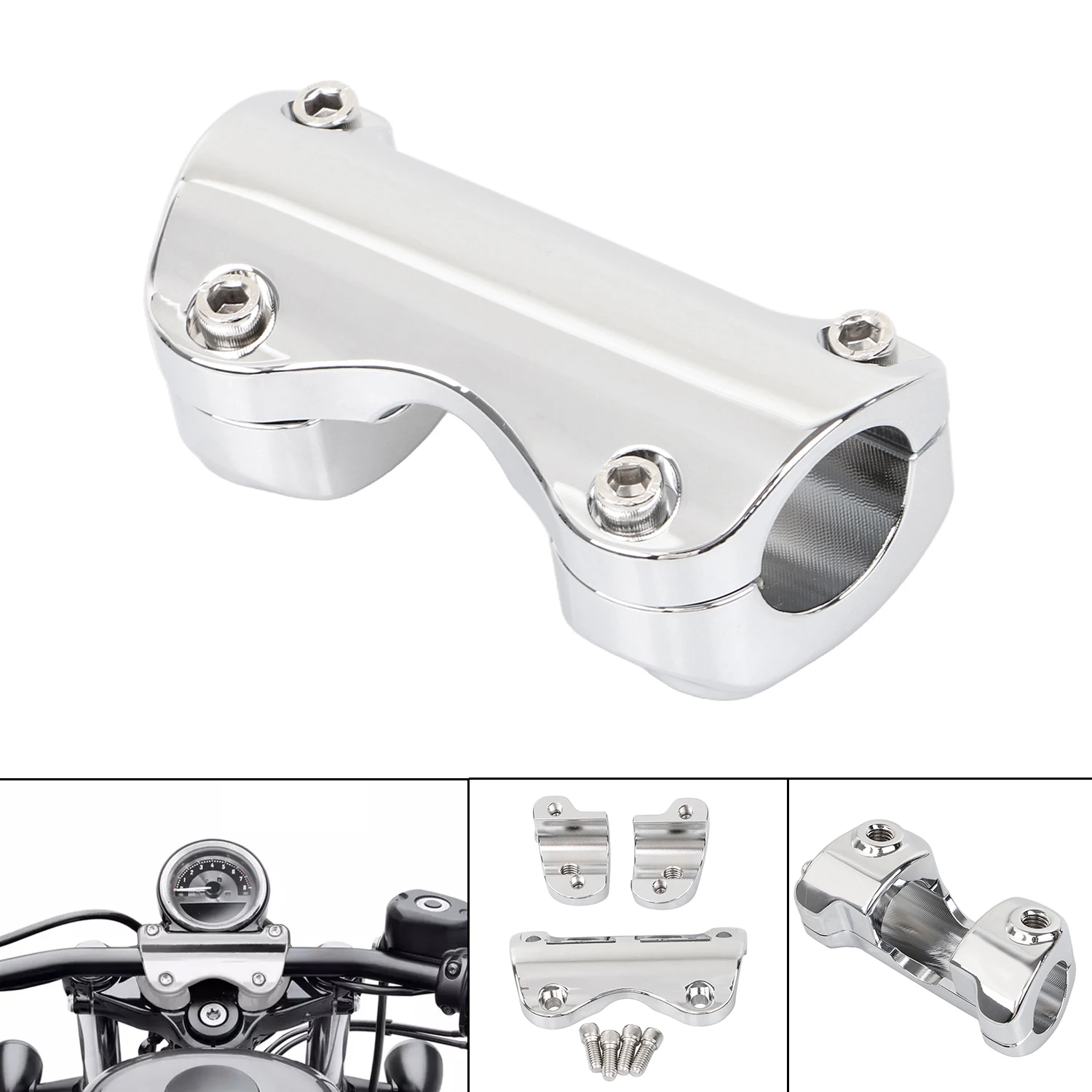 1.25" Handlebar Risers Top Clamp Chrome For Harley Road Glide FLTRX ...