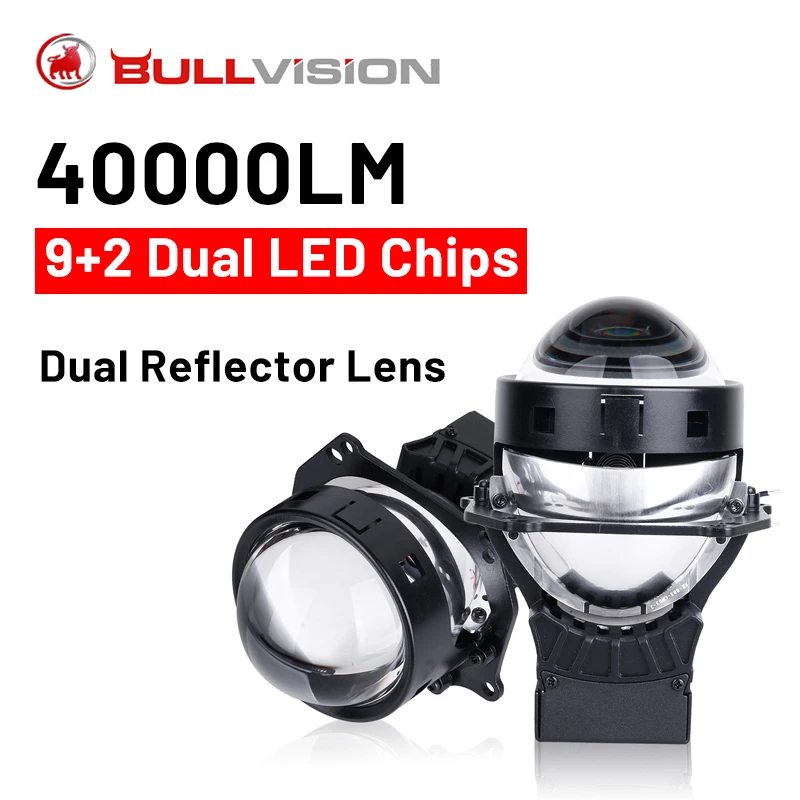 Bi LED Projector Lenses 3.0 Inch 40000LM 6000K 100W LHD For Hella 3R G5 High Low Beam 9+2 Chips