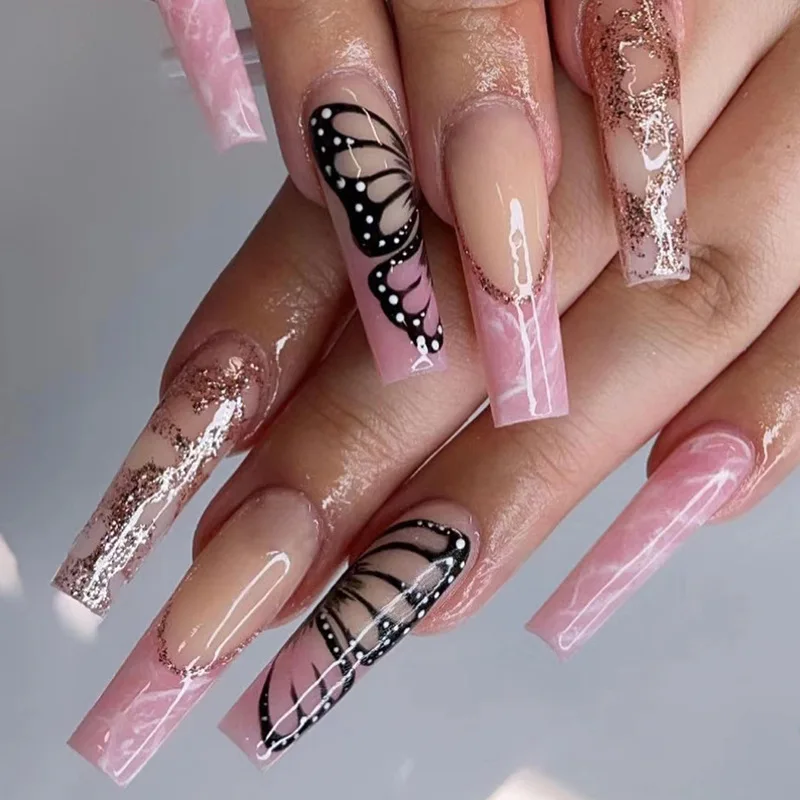 

Hot Sale European And American Long Ballet Autumn And Winter Series Geometric Pattern Fashion Beauty Makeup Detachable Nail