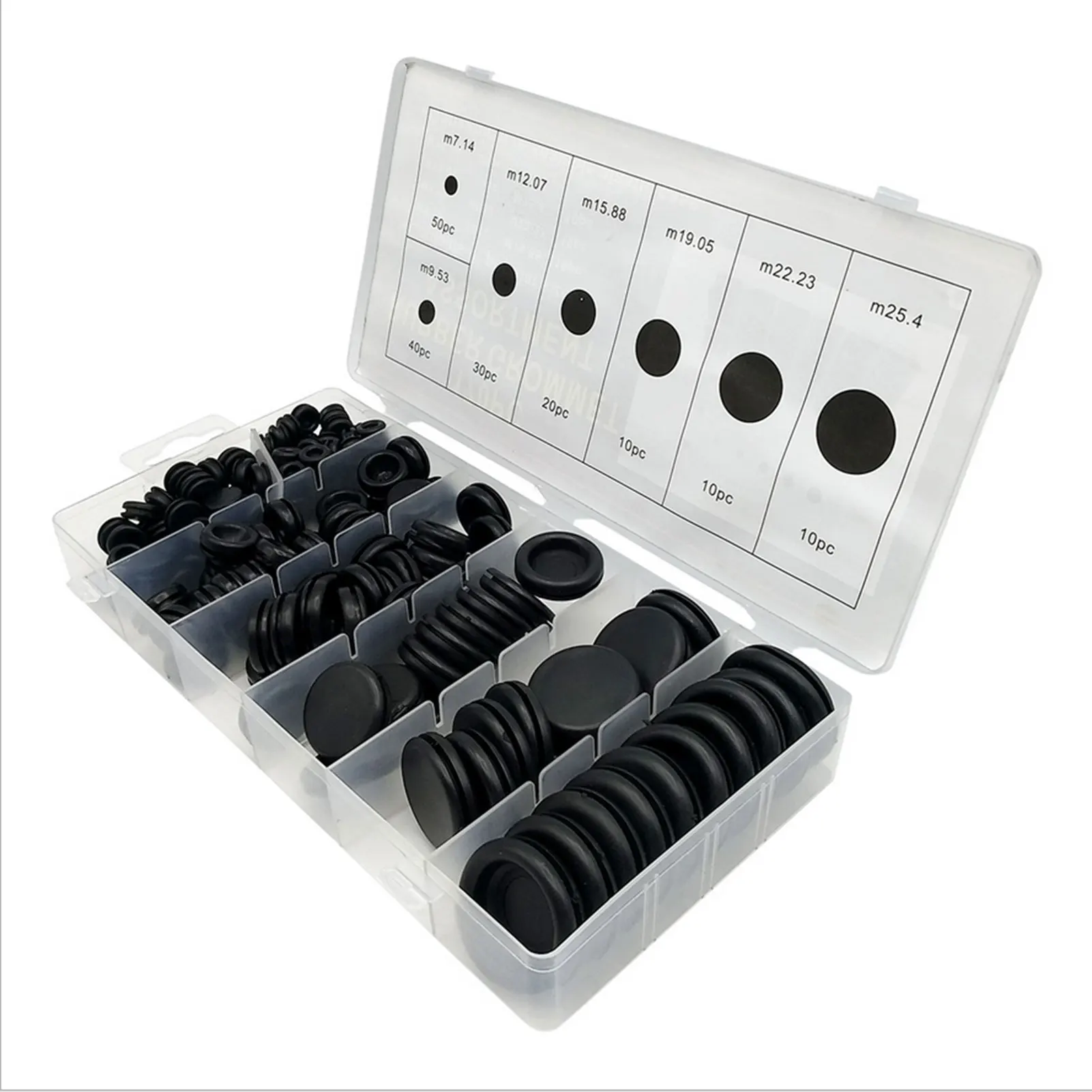 170PCS/box Rubber Grommets Assortment Firewall Hole Plug Electrical Wire Gasket Set Rubber Grommet Replacement