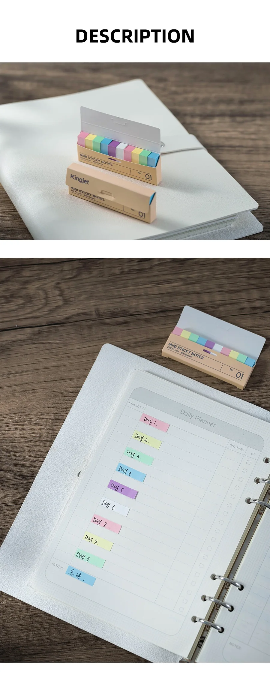 Mini Morandi Haftnotizen-Set, fluoreszierender Index, Aufkleber, Notizblock, selbstklebendes Etikett, Schreibwaren, Büro, F7804 – Detail 6