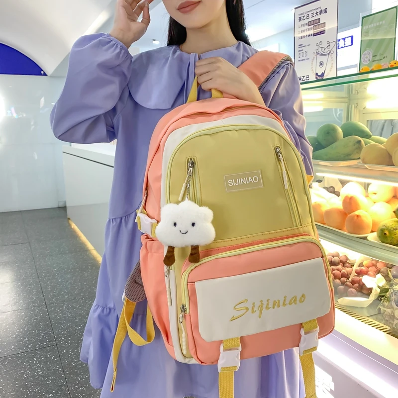 

Girls High-capacity Schoolbag High School Fashion Waterproof Backpack Women Cute Travel Mochila Nylon Laptop Rucksack