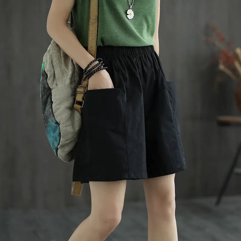 2023 Broad-legged Shorts Female Summer Large Casual Loose Student Straight-tube Workwear Five-point Pants Female Slim Trend