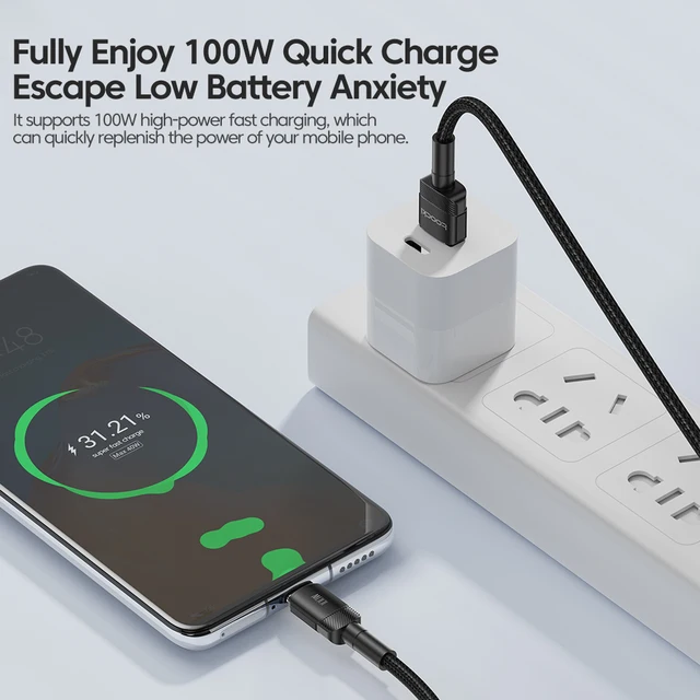 Toocki 100W 6A USB C Cavo USB dati di ricarica rapida Tipo C per Huawei Honor Oneplus Realme Xiaomi Samsung USB A a C Cavo del telefono 2