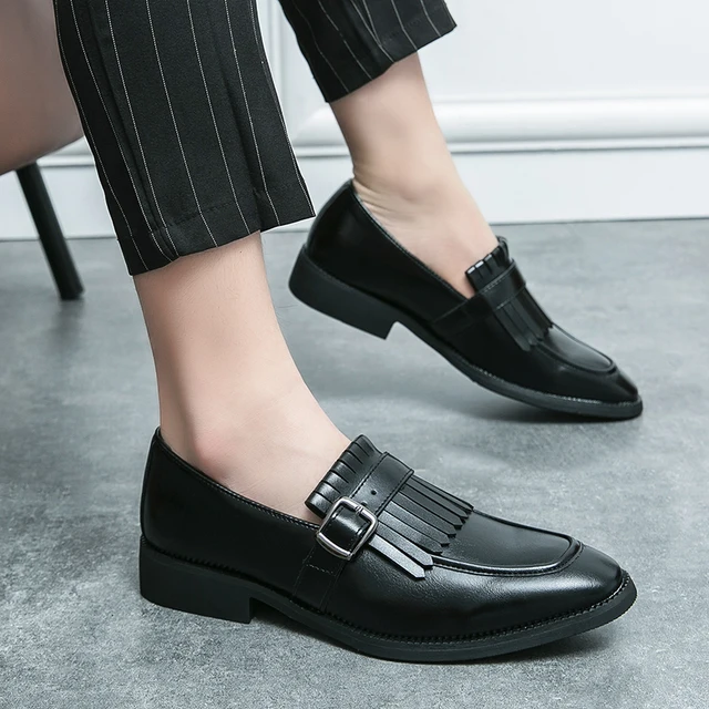 Men's Patent Leather Tassel Loafers - Slip-On Dress Shoes With Platform Sole For Formal & Casual Wear