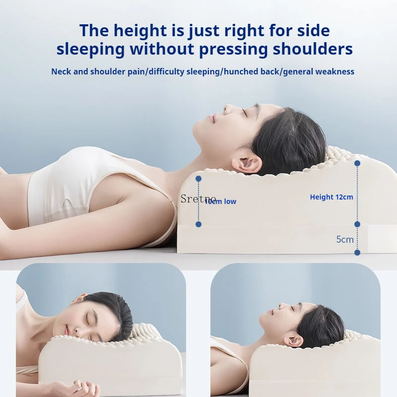 Natural Latex High Pillow Thickened Neck Protection Adult Rubber Pillows Core Hard Nap Pillow Help Sleep Body Pillows Almohadas 2