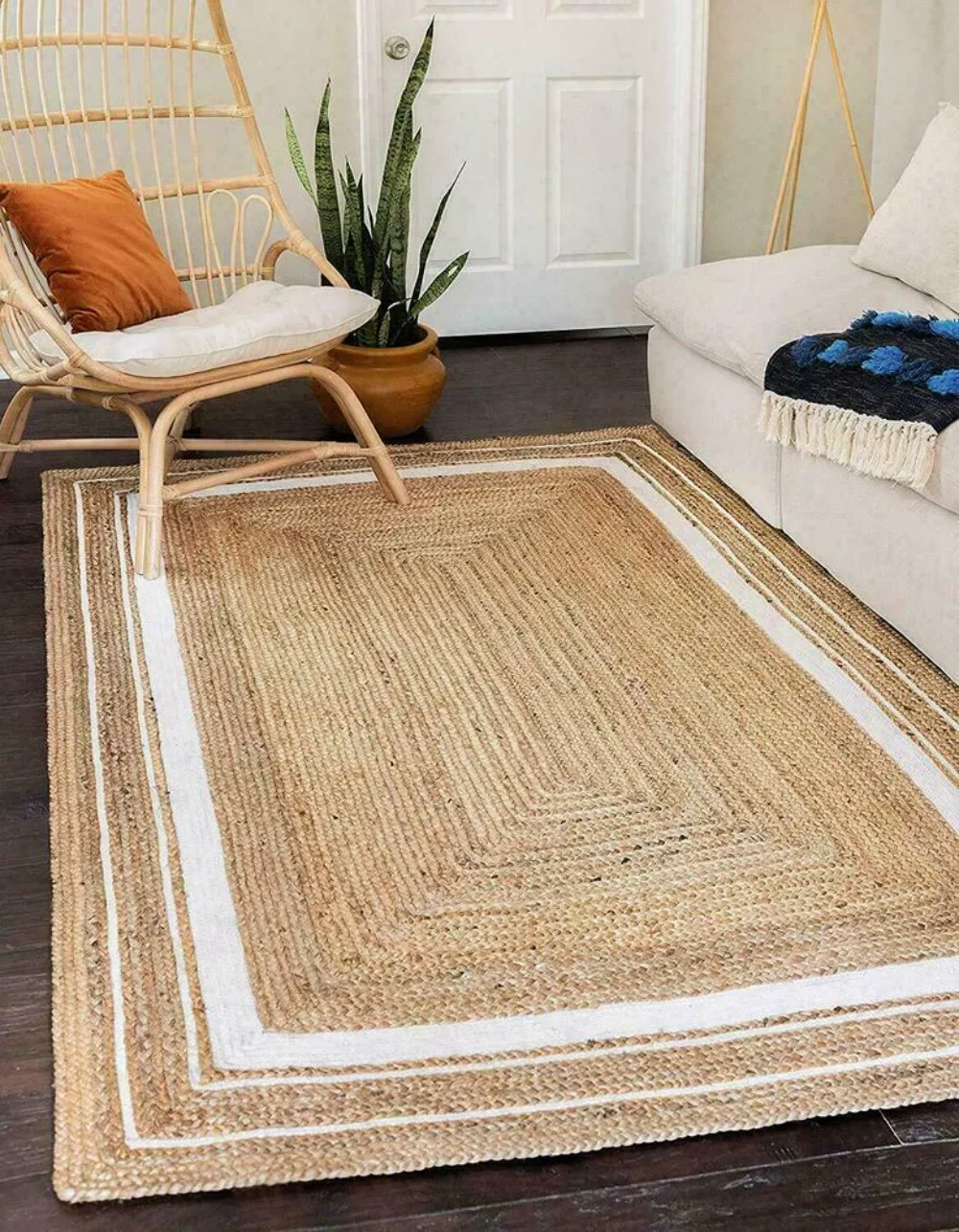 

Jute Rug 100% Natural Braided Carpet for Living Room Handmade Reversible Rustic Look Hallway Floor Mat Area Rugs for Bedroom