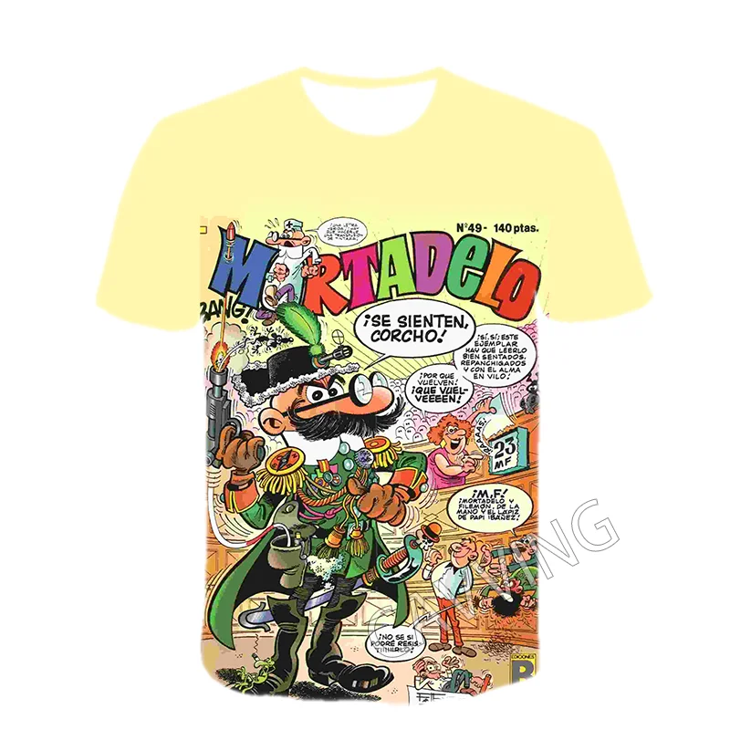 Stylish 3D Print Mortadelo y Filemón Graphic Casual T-Shirts - Unisex Harajuku Hip Hop Tops