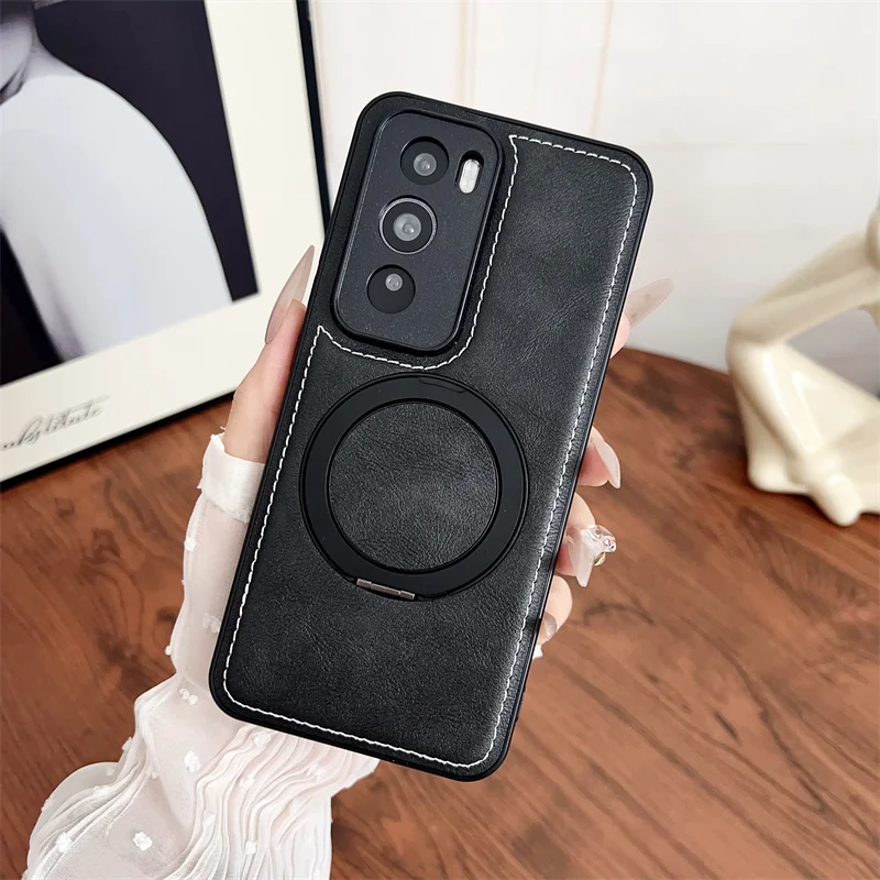 360 Degree Rotating Magnetic Imitation Cowhide Bracket Case - Soft Cover