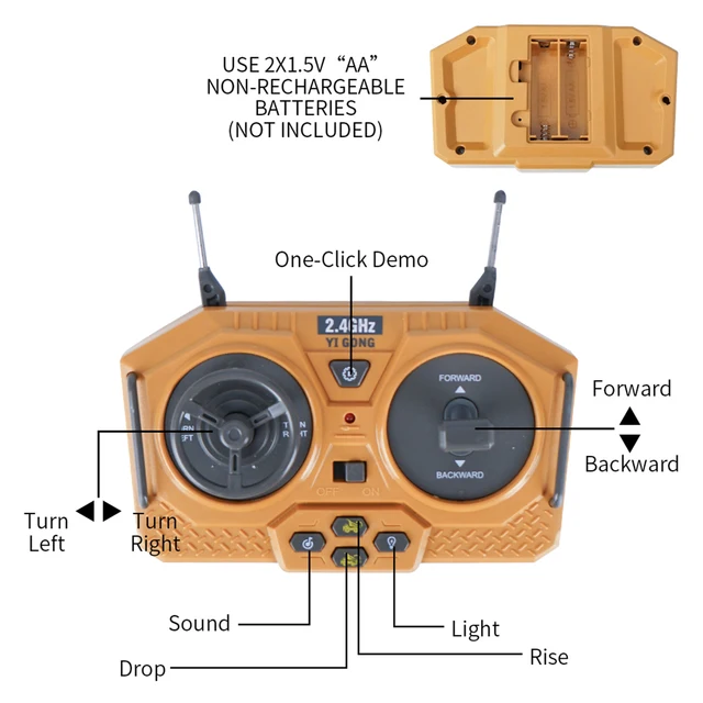 RC Dump Truck 1:24 6 Ch 2.4G Alloy Remote Control Truck 9CH Remote-Controlled Machine Vehicle Toy Machine Model Toys Gift 5