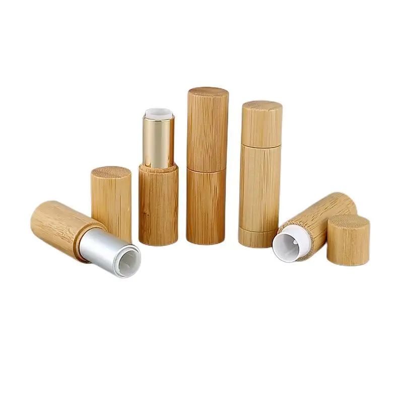 12.1mm Top Grade Natural Bamboo Lipstick Tube DIY Empty Lip Balm Cosmetic Packaging Container 4.5g Lip Gloss Pipe Shell diy handmade lipstick material chinese style satin lipstick tube palace retro embroidery empty tube 12 1 empty shell
