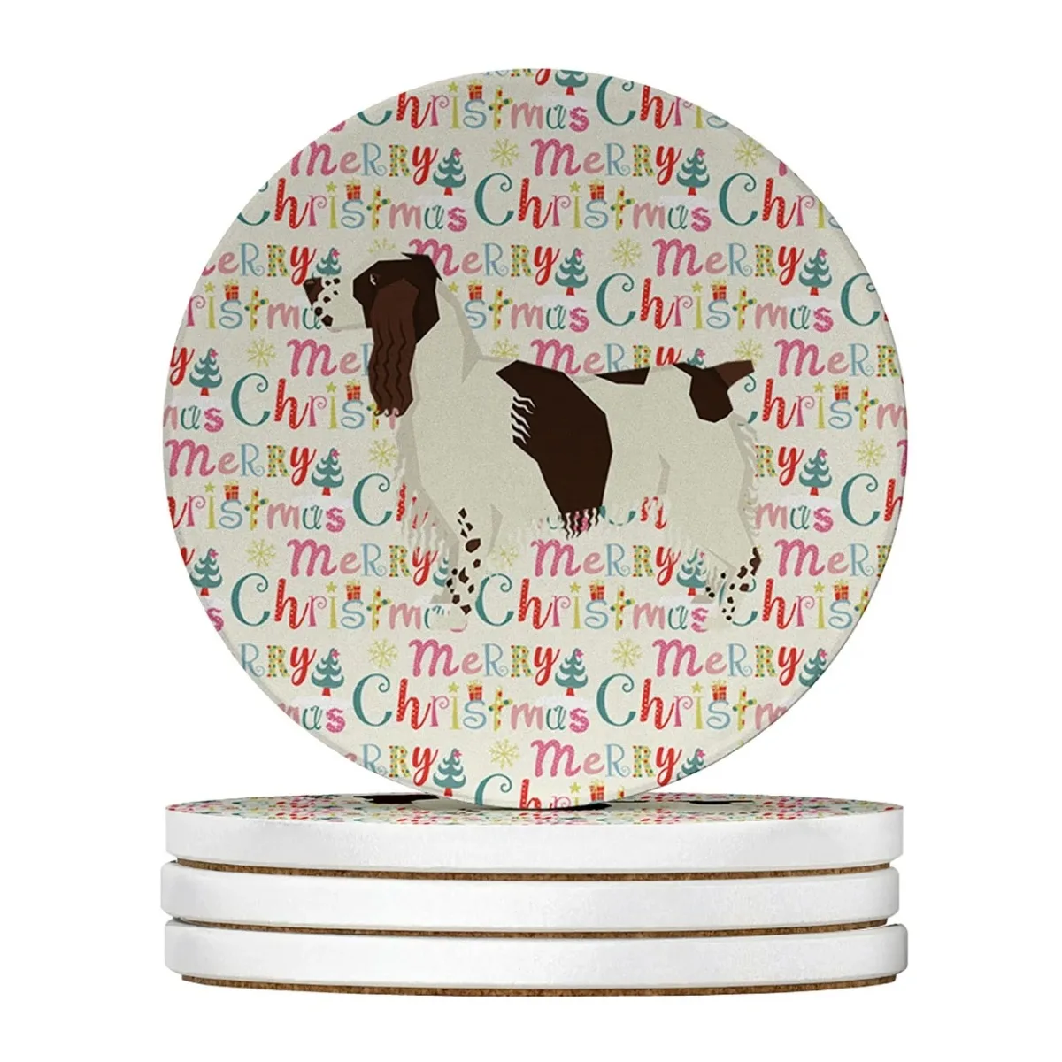 

Bedlington Terrier Merry Christmas Large Sandstone Coasters Pack of 4 4 in x 4 in