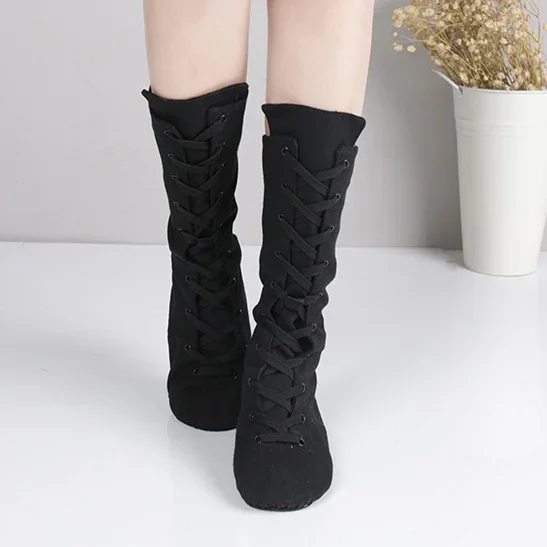 Dance Shoes Canvas Jazz Dance Boots For Dance Studios Lace-up High Boot Gym Yoga Fitness Karate Shoes Dancing Sneakers dance shoes