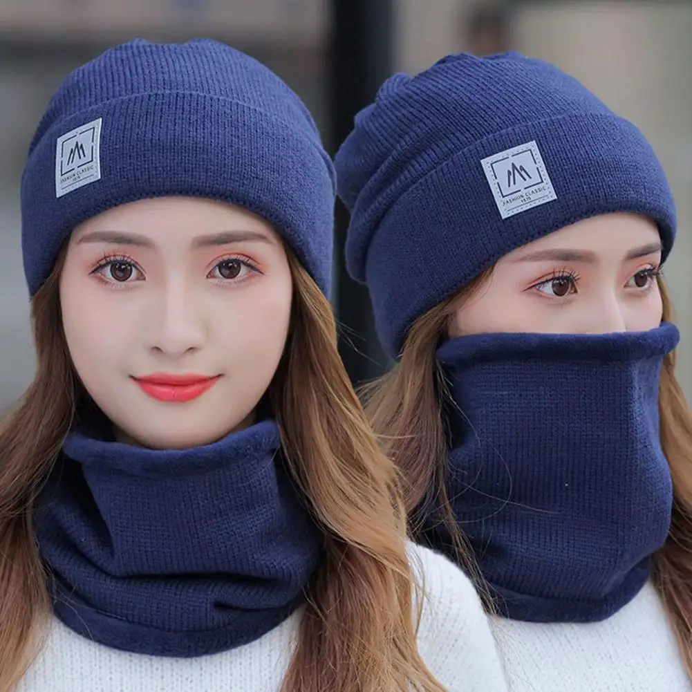 

Faux Fur Lined Hat Scarf Set Cozy Winter Hat Scarf Set Knitted Windproof Anti-slip for Women Stay Warm Stylish with This Plush