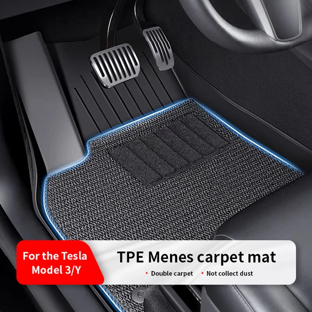 6PCS Floor Mats for Tesla Model Y Highlad3 Double Layer 3D TPE Menis Carpet Velvet Waterproof Washable Two Layers Car Floor Pads 1