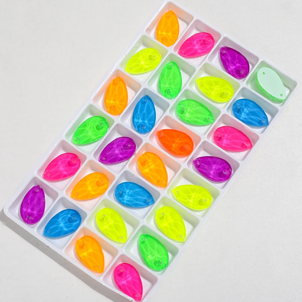 Neon Aufnähbare Strass-Steine DIY Glitzer Nähzubehör Kristalle Diamanten Costura für Kleider und Abendroben – Detail 9