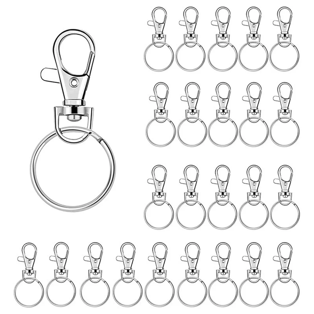 20PCS Keychain Hook 10pcs Key Ring 10pcs Keychain Clip Hook Flat Ring for Lanyard Jewelry Making DIY Crafts
