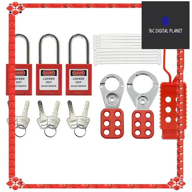 24-Hour Delivery Lockout Tagout Kit Set -Lockout Tagout Tag, Nylon Tie, Nylon Storage Bag, Redsafety Padlock, Lockout Tagout Loc 2
