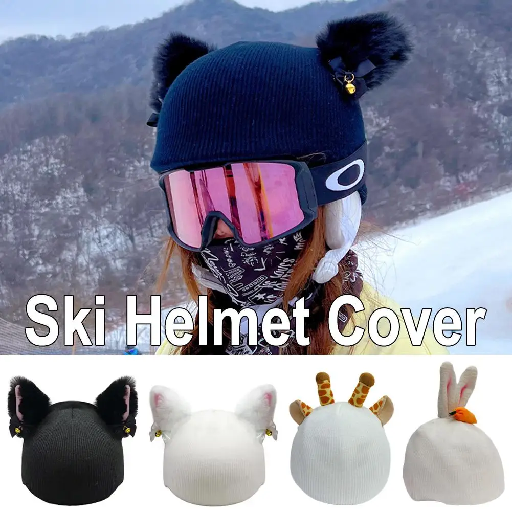 

1pcs Animal Ear Ski Helmet Cover Bear Cat Ear Skiing Head Accessories Winter Ski Comfortable Warmer Soft Warmer Warm Skiing H2O4