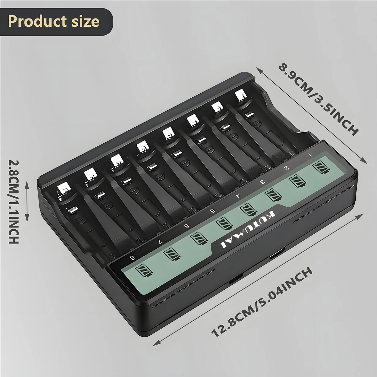 LED 디스플레이 및 USB 포트 배터리 충전기, Ni-MH Ni-Cd 배터리용 고속 충전, 배터리 미포함, 1.2V AA, AAA, 8 슬롯