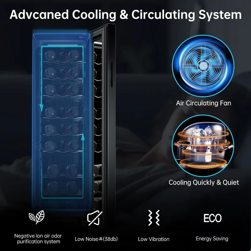 24 Bottle Wine Cooler Refrigerator Freestanding Wine Fridge - Intelligent Digital Control, Low Noise Professional Compressor 2