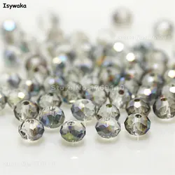 Isywaka Pink Silver Faceted Crystal Glass Spacer Beads for Jewelry Making, 50pcs (Hot Light Green)