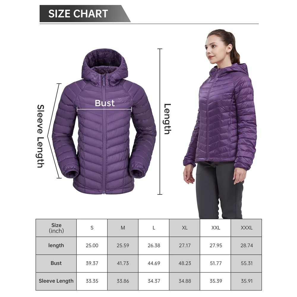 Women's Down Jacket Hooded Winter Light Weight Short Puffer Coats Packable Warm Windproof Jacket for Women Clothes