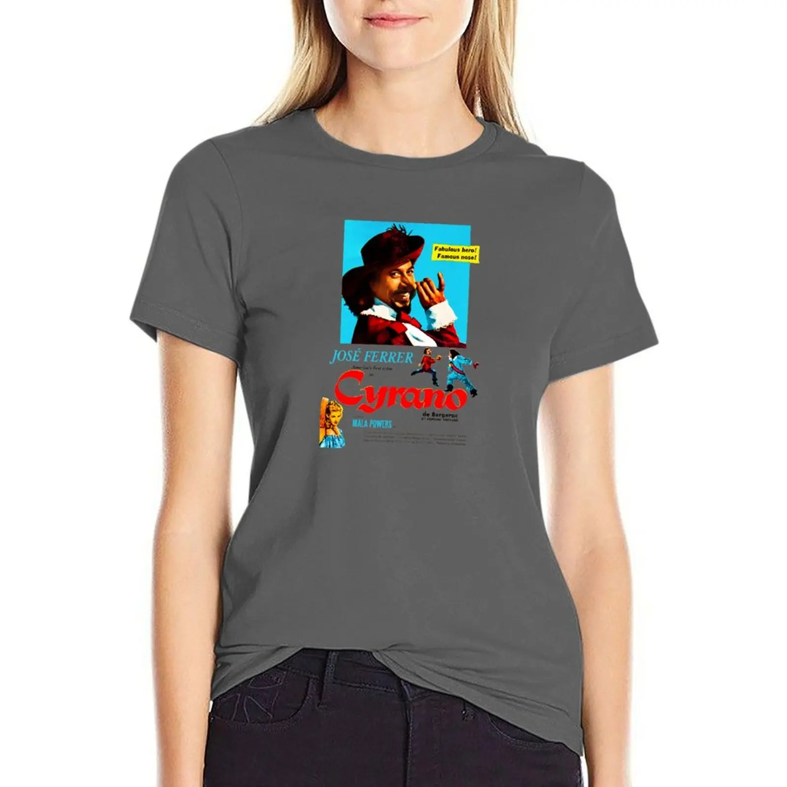 Cyrano De Autoadesivo Movie Poster 1950 T-Shirt Plus Size Top Manica Corta Tee Cat Shirts For Women