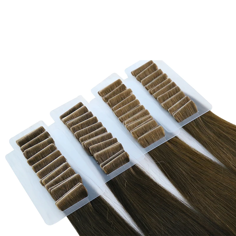Injection Skin Weft Seamless Straight Virgin Hair Invisible PU Tape In Human Hair Extensions Adhesive injected Extensions 100G