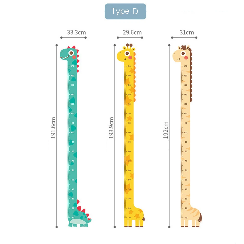 Cartoon Animal Growth Chart Wall Stickers Kindergarten Home Decoration Rabbit Giraffe Mural Children Height Measurement Stickers