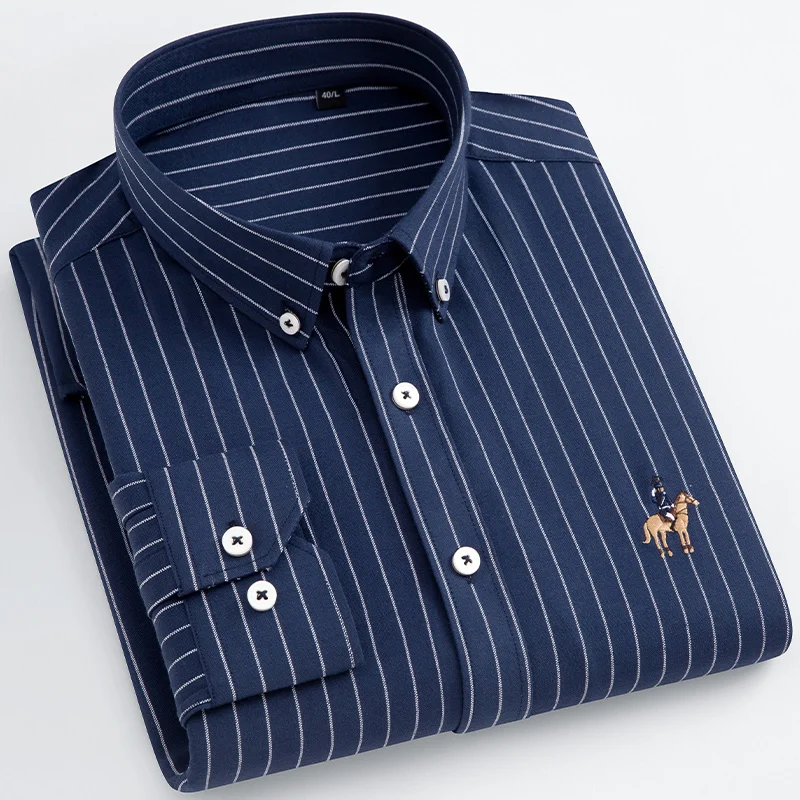 New Oxford Textile Pure Cotton Men's Shirt Casual Fashion Business Men Clothing Slim And Versatile Solid Color Long-Sleeved Tops