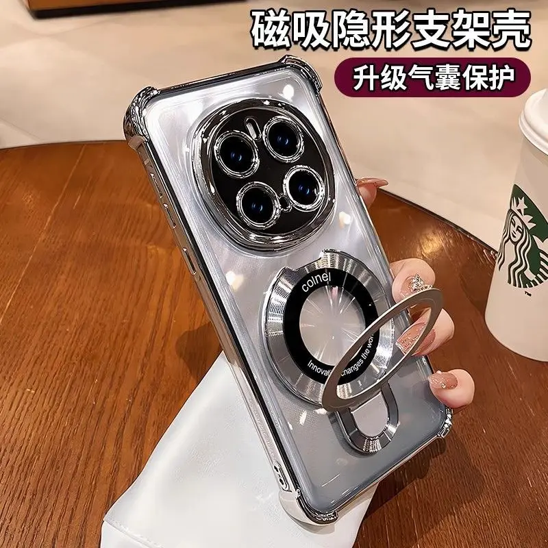 Luxury Electroplating Silicone Transparent Stand Case with Bumper Protection
