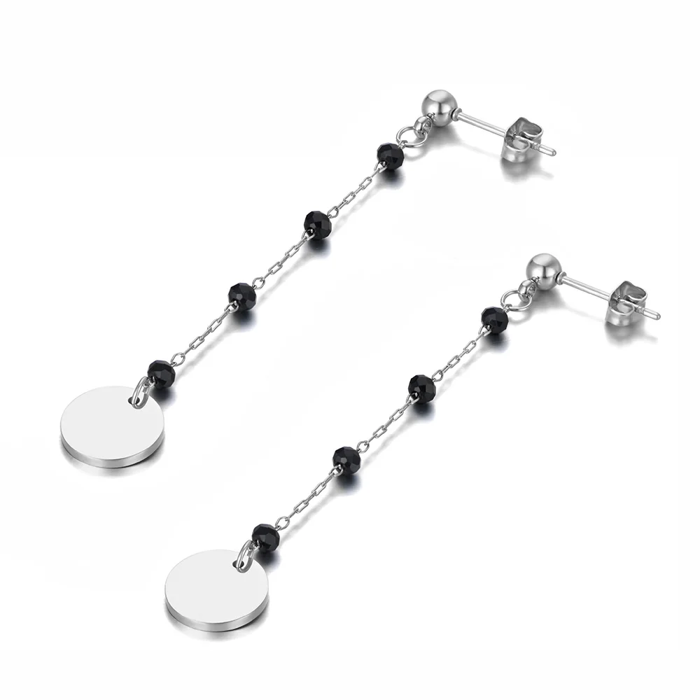 JeeMango Bohemia Style Edelstahl-Halskette, Armband, Ohrringe, Sets für Frauen und Mädchen, schwarze Kristallkette, Schmuck N21026 – Detail 8