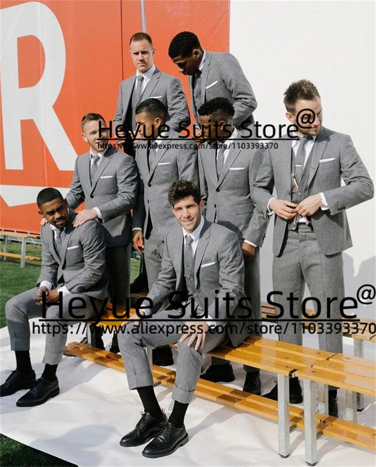 Tailor Made Gray Classic Men Suits Slim Fit Notched Lapel Groomsman Wedding Tuxedos 2 Pcs Sets Casual Male Blazer Costume Homme
