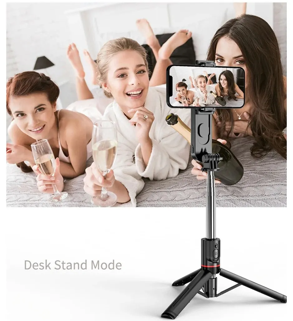Składany mini statyw do selfie z lampą wypełniającą LED i bezprzewodowym zdalnym wyzwalaczem Bluetooth do smartfonów z systemem iOS i Androidem_voghion.com