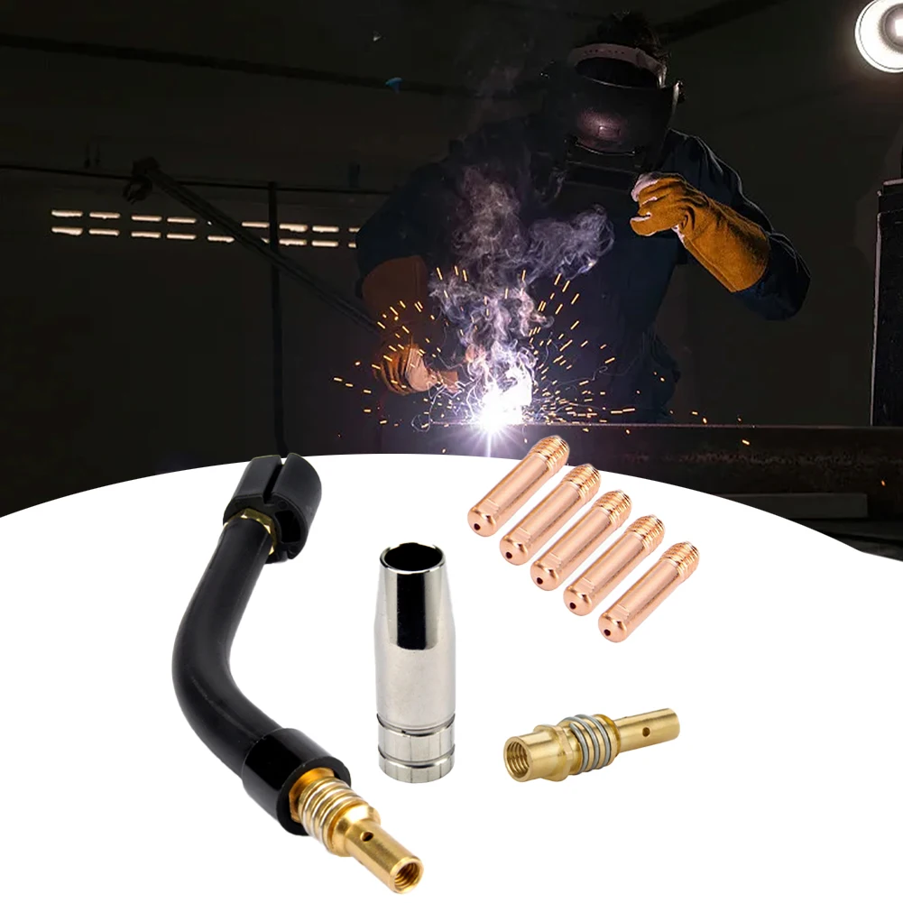MB15 15AK Flexible Swan Neck Nozzle Tip Holder Tips 0.6/0.8/0.9/1.0/1.2mm MIG Torches Consumable Welding Tools Accessories