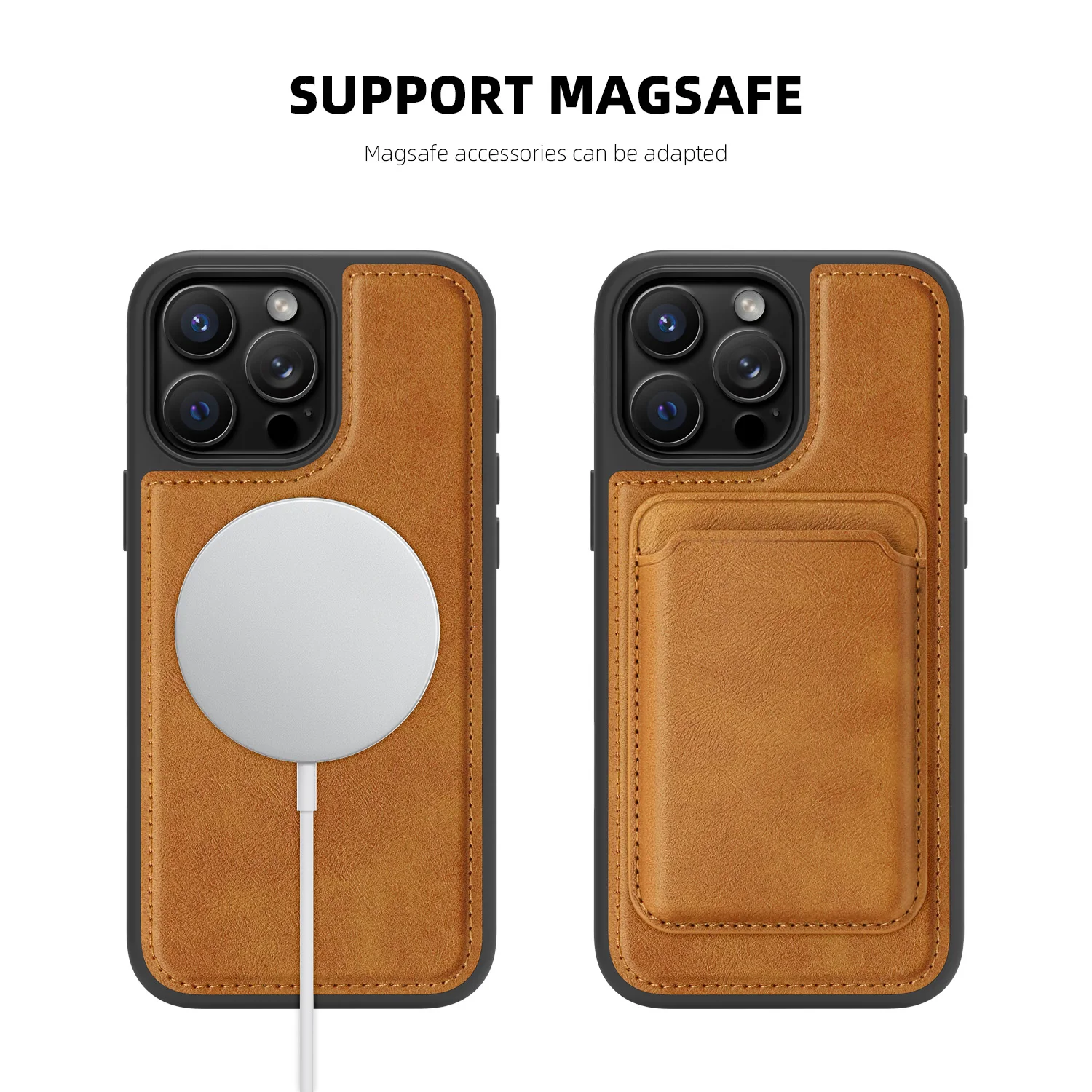 Magnetic Leather Phone Case with Camera Protection and Anti-Fall Soft Back Cover