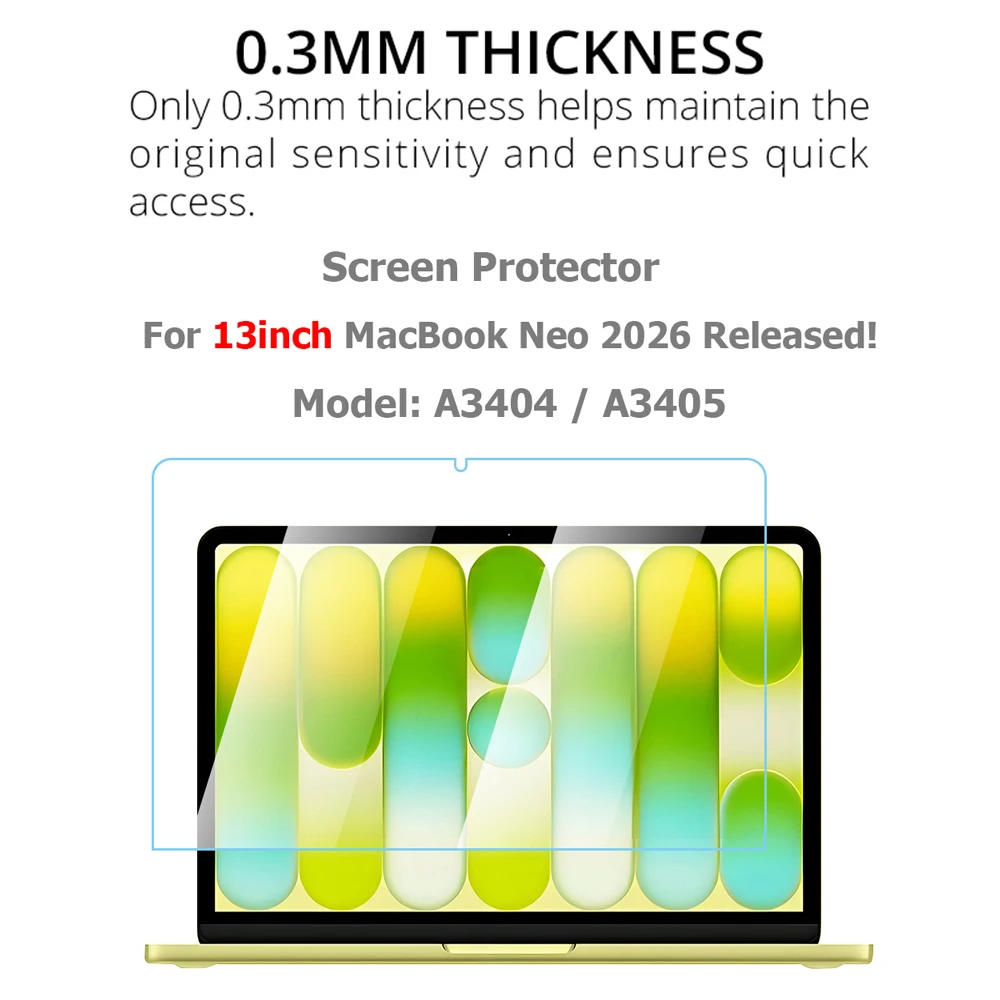 13-Inch Premium Tempered Glass Screen Protector with 2.5D Arc Edge and Scratch Resistance