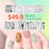 KADS 50pcs Nail Art Stamp Plates Set Stamping Template Kit Flowers Leaves Lace Image Stamp Plate Manicuring DIY Printing Tools 2