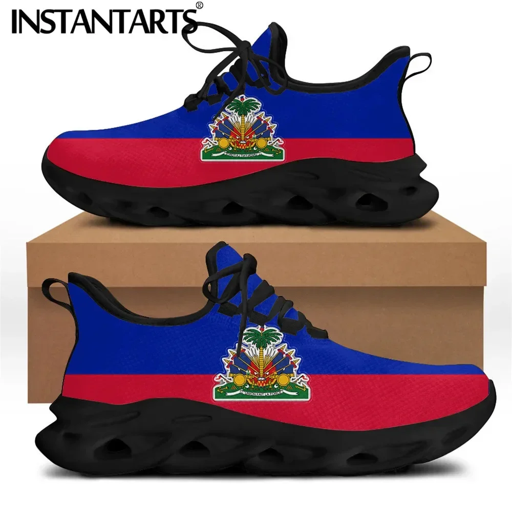 Haiti Flag Print Breathable Lace Up Sneakers Footwear Spring/Autumn Flats Walking Shoes Zapatos De Mujer Zapatos
