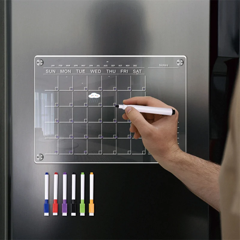Transparent Acrylic Magnetic Calendar For Fridge Dry Erase Board Planner Schedule To Do List