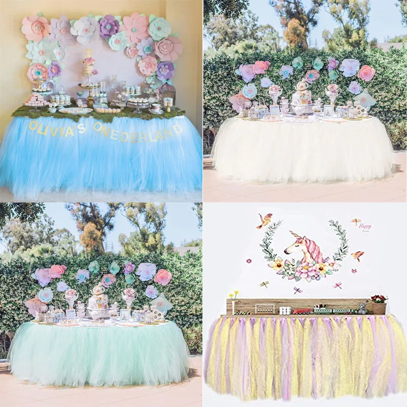 Table Skirt Tutu Valentine's Day Decoration Wedding Fluffy Baby Shower Tableware Party Home Decor Handmade party table cloth