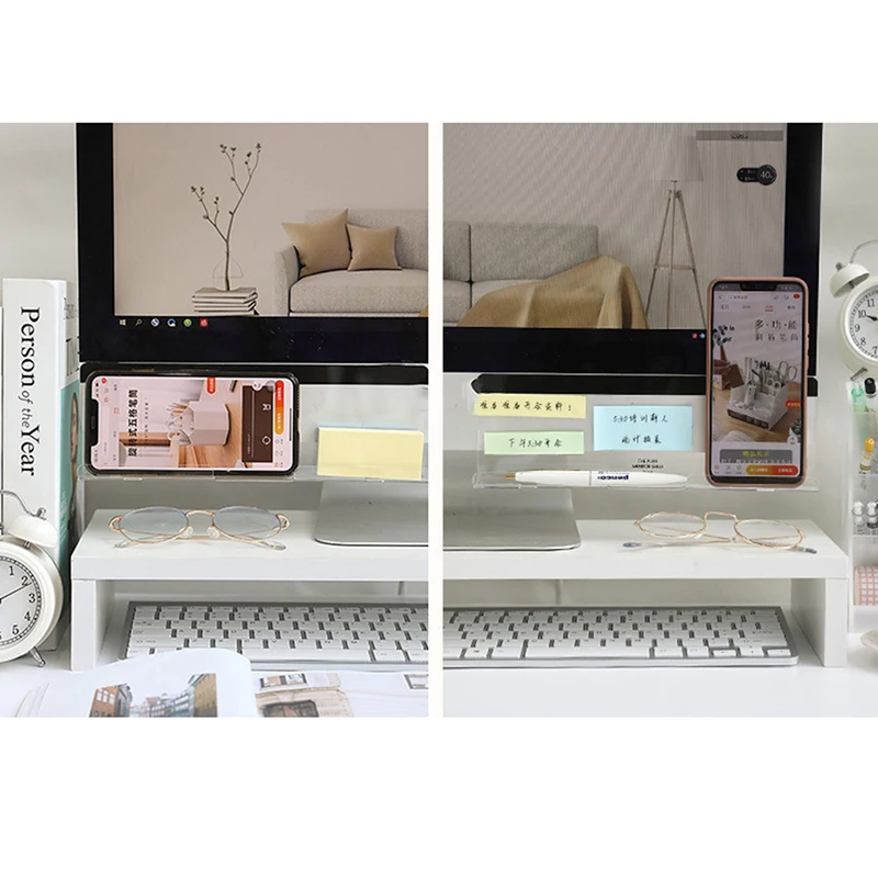 Creative Acrylic Monitor Message Memo Board Sticky Notes Board Monitor Memo Sign Transparent Message Multifunction Stand